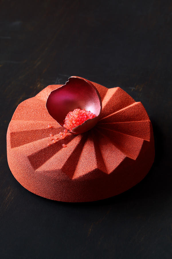Contemporary Chocolate Mousse Cake made in geometric silicone mold #7 Photograph by Pastry and Food Photography