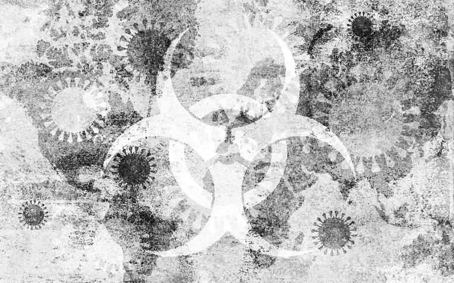 Coronavirus with world map and biohazard symbol #7 Photograph by Peter Zelei Images