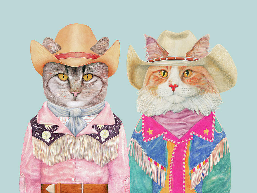 Cat Painting - Cowboy Cats #7 by Animal Crew