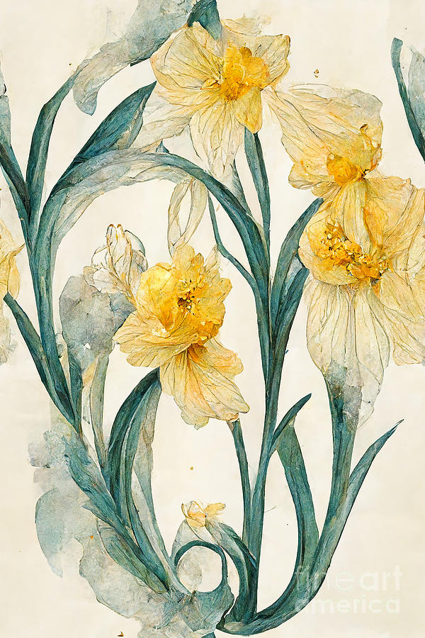 Flower Digital Art - Daffodils #7 by Sabantha