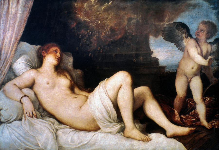 Danae #9 Painting by Titian