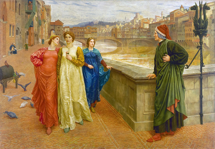 Dante And Beatrice By Henry Holiday Painting