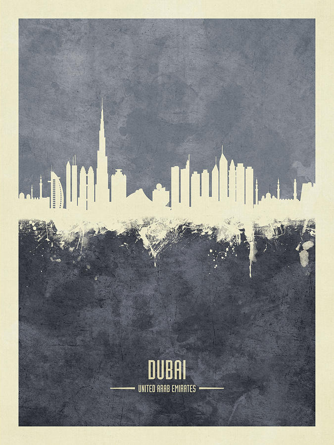 Skyline Digital Art - Dubai UAE Skyline #7 by Michael Tompsett