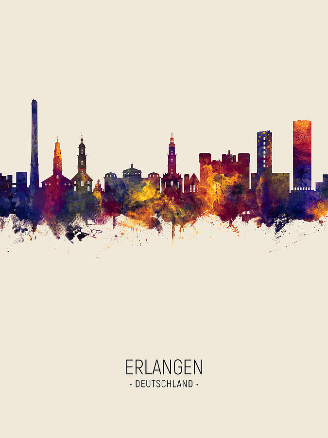 Erlangen Germany Skyline #7 Digital Art by Michael Tompsett