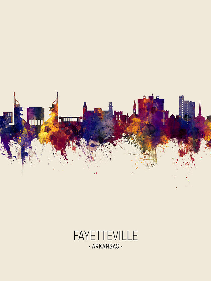 Skyline Digital Art - Fayetteville Arkansas Skyline #7 by Michael Tompsett