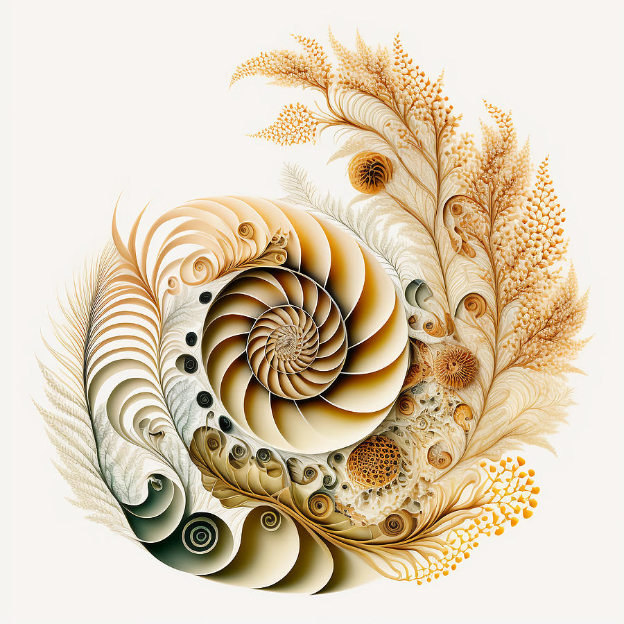 Fibonacci Sequence Spiral in Nature Drawing by RAGANA Design Pixels