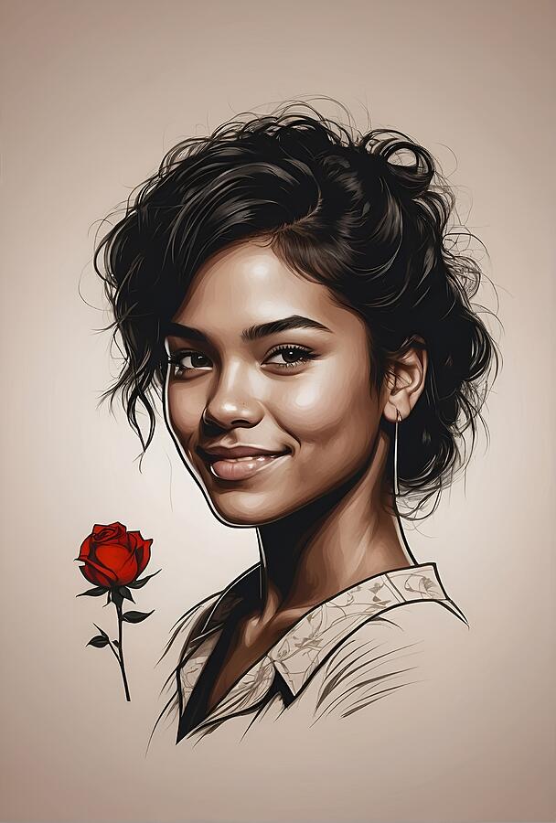 Rose Digital Art - Fine art female portrait #7 by Black Papaver