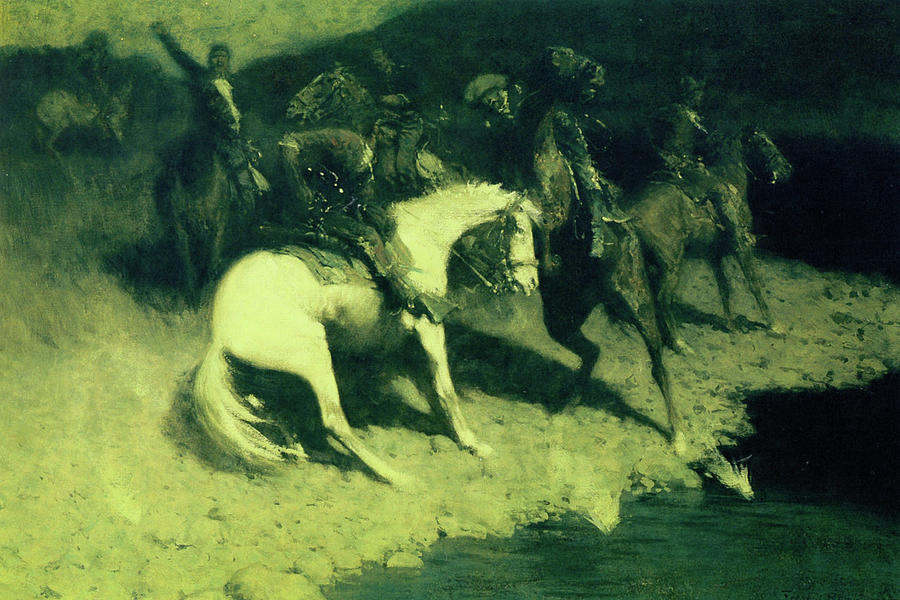 Frederic Remington Painting - Fired On #7 by Frederic Remington
