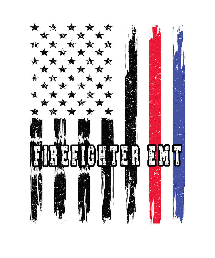 Firefighter EMT US Flag Firefighter Paramedic EMS Digital Art By Madeby JSRG Art