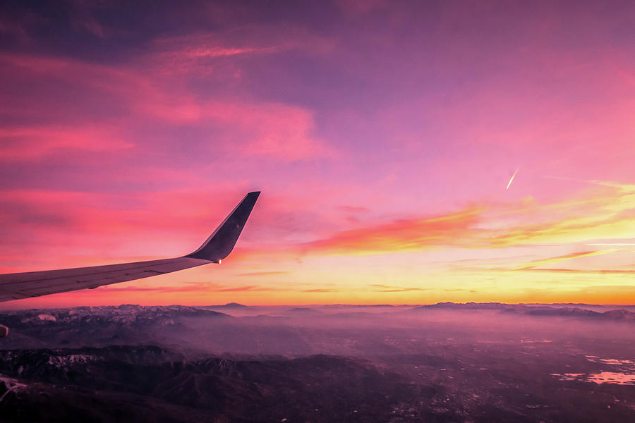 Flying Over Rockies In Airplane From Salt Lake City At Sunset #7 Photograph by Alex Grichenko