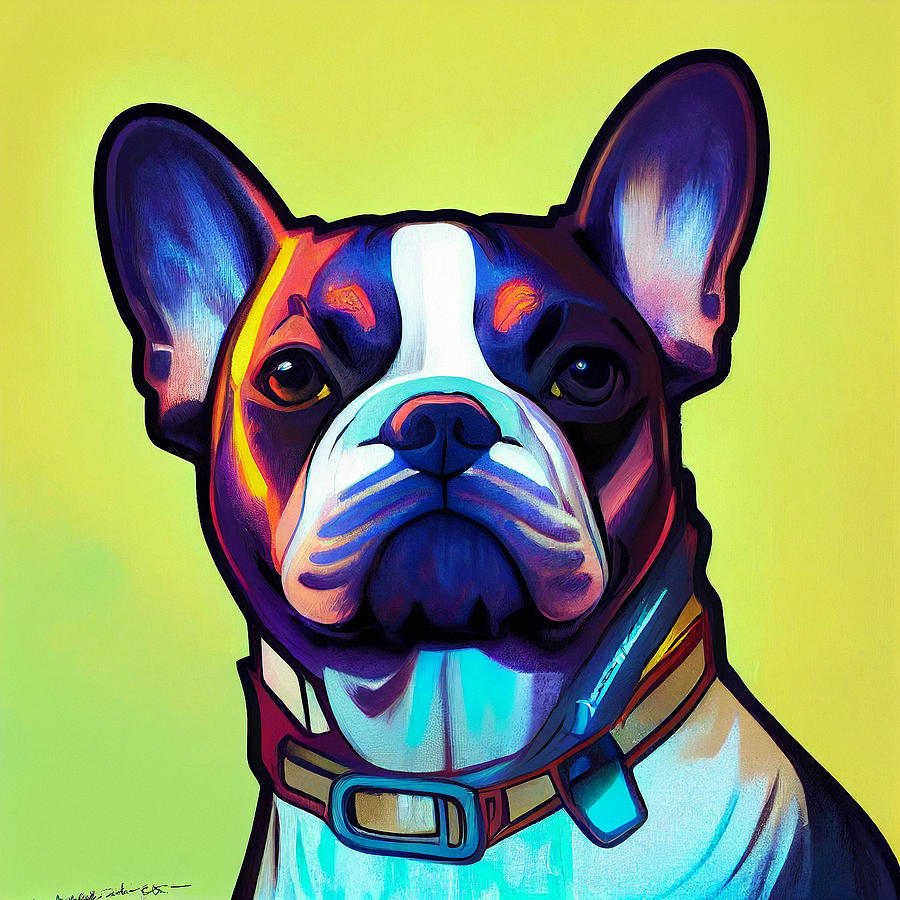 Dog Mixed Media - French bulldog #7 by SampadArt Gallery