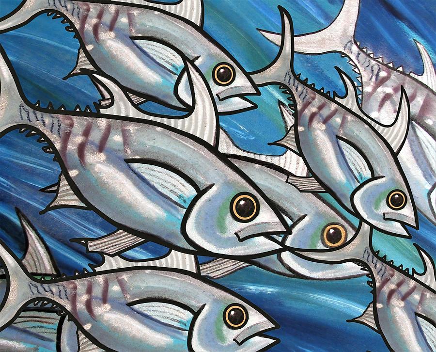 7 from 3 Fish Painting by Joan Stratton
