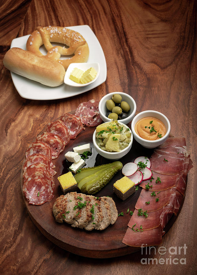 German Cold Cuts Tapas Snack Platter With Meats And Bread Photograph by ...