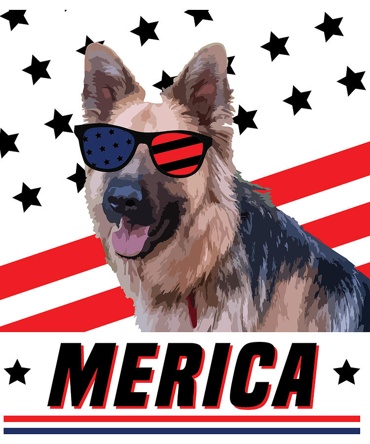 German Shepherd American Flag USA Dog Digital Art by Michael S - Fine ...