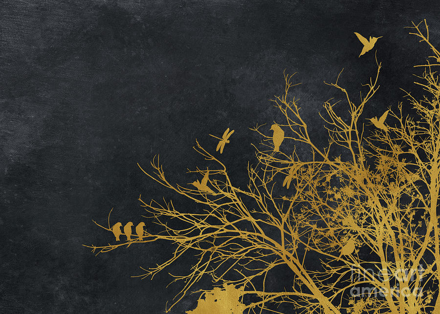 Gold And Black Floral #goldblack #floral #7 Digital Art by Justyna Jaszke JBJart