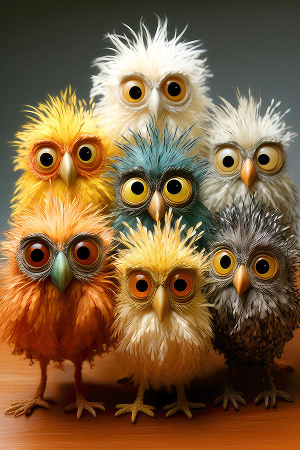 7 Googly Eyed Birds Digital Art by Wes and Dotty Weber