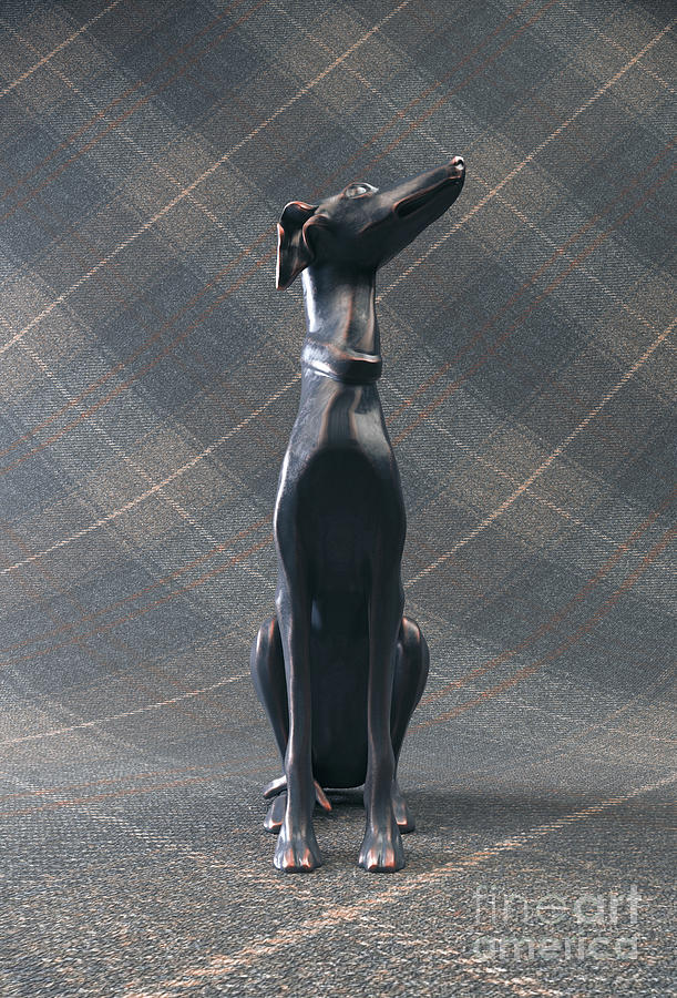 Dog Digital Art - Greyhound Sculpture Tweed Background #7 by Allan Swart