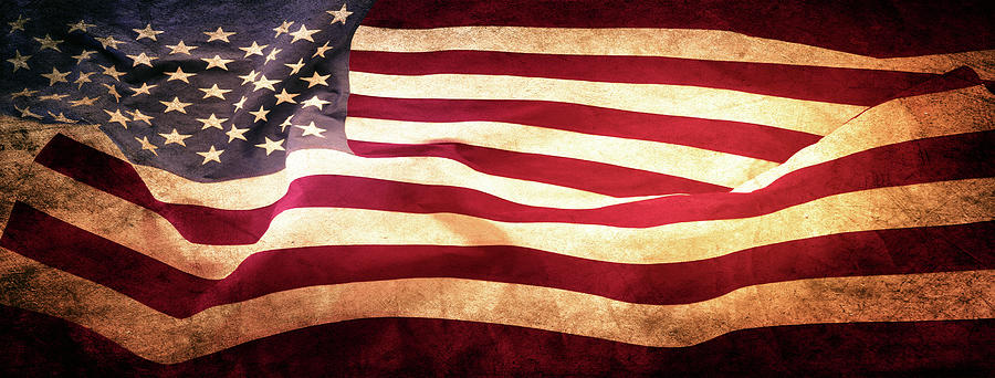 Grunge American flag #7 Photograph by Les Cunliffe