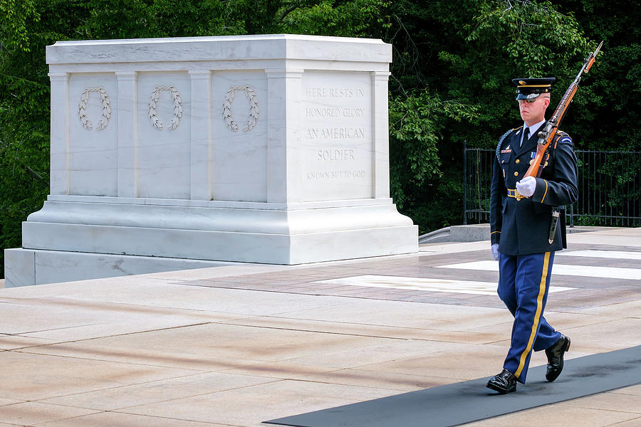 Guard At The Tomb Of The Unknown At Arlington National Cemetery Photograph By Karel Miragaya