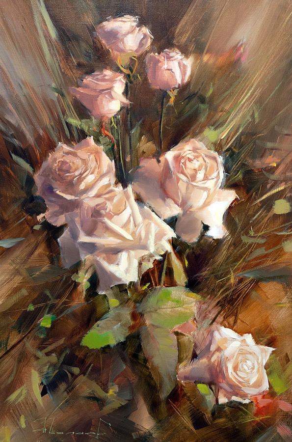 7 Happy Roses Cream De La Cream Painting