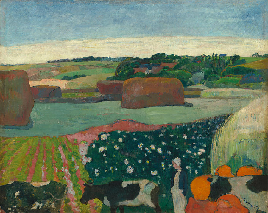 Haystacks in Brittany #7 Painting by Paul Gauguin