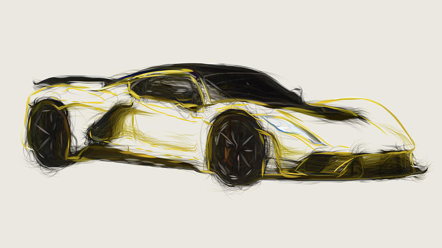 Hennessey Venom F5 Car Drawing Digital Art by CarsToon Concept - Fine ...