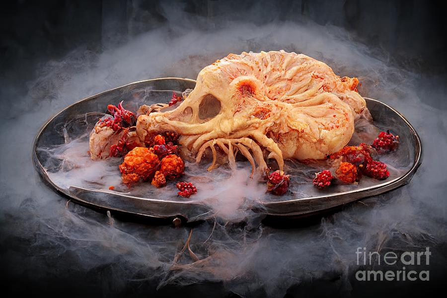 Horror food dish of Halloween dinner #7 Digital Art by Benny Marty