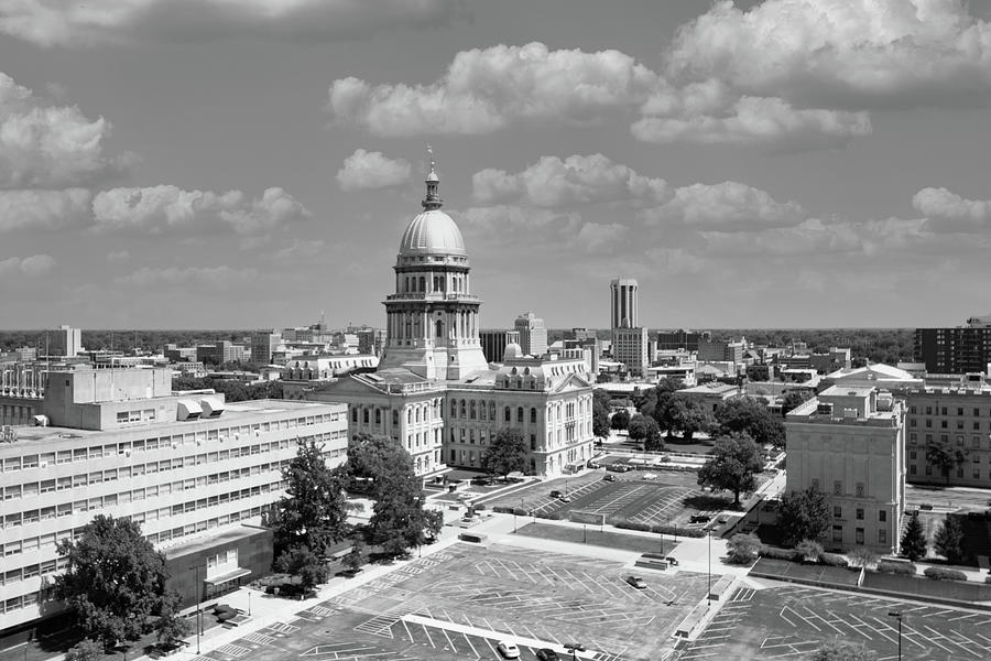 Illinois state capitol in Springfield Illinois in black and white Photograph by Eldon McGraw