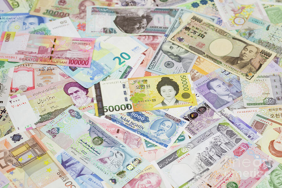 Korea Photograph - International currency banknotes #7 by Roberto Morgenthaler