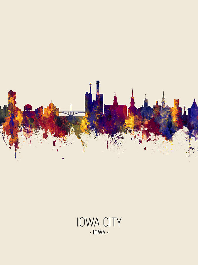 Skyline Digital Art - Iowa City Iowa Skyline #7 by Michael Tompsett