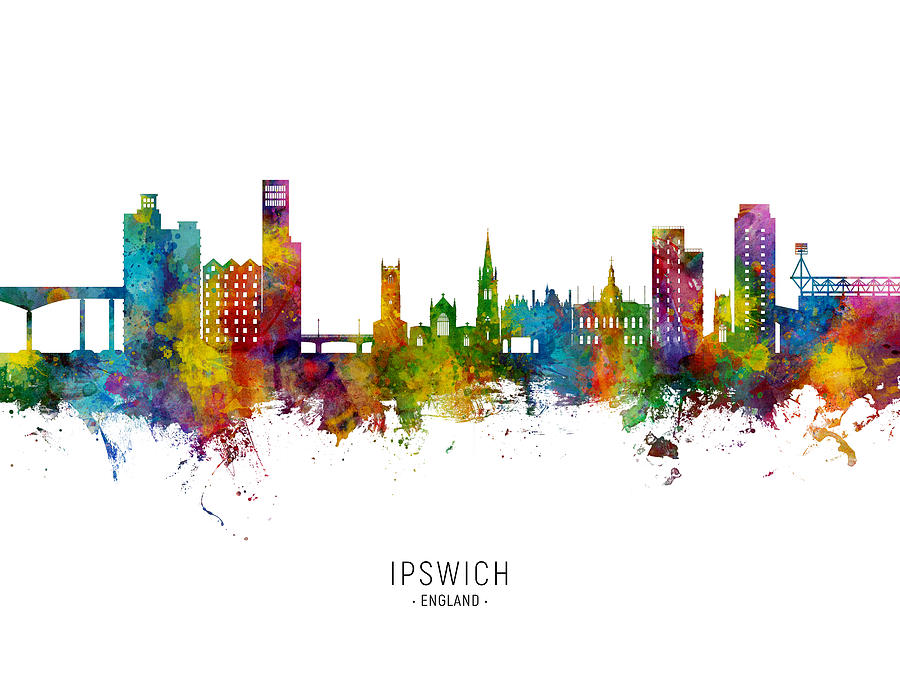 Ipswich England Skyline #7 Digital Art by Michael Tompsett