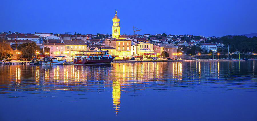 Island Town Of Krk Evening Waterfront View Photograph