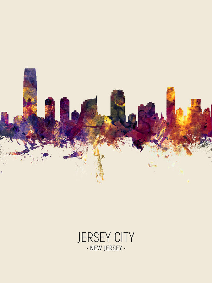 Jersey City Digital Art - Jersey City New Jersey Skyline #7 by Michael Tompsett