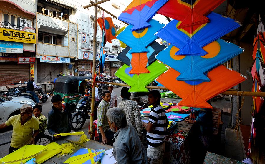 Kite flying festival in Vadodara, Gujarat. #7 Photograph by Ashit Desai
