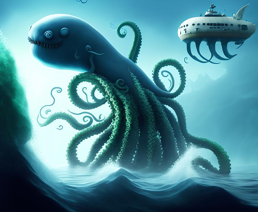 Kraken Octopus, Generative AI Illustration Digital Art by Miroslav ...