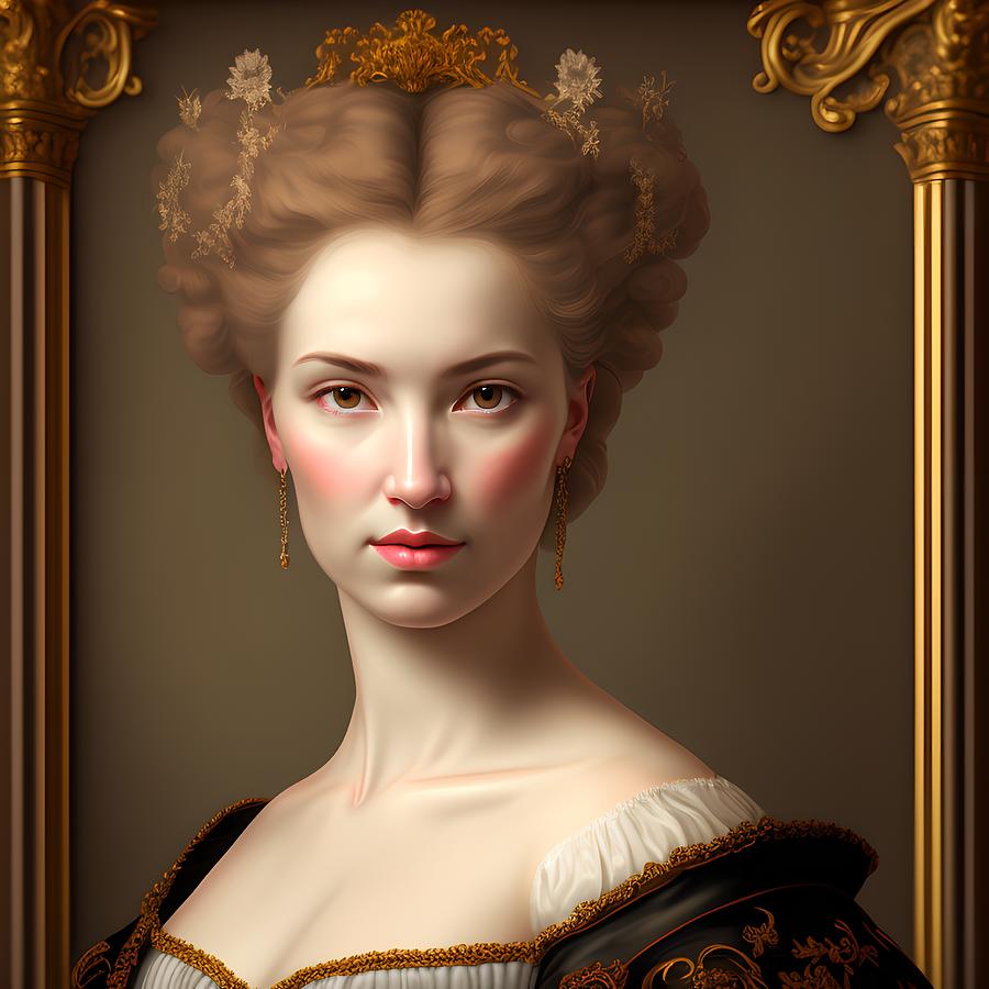 Lady, Portrait in Baroque Style, Generative AI Illustration Digital Art ...