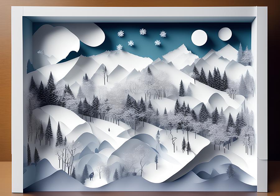 Landscape Made Of Paper, Generative Ai Illustration Digital Art