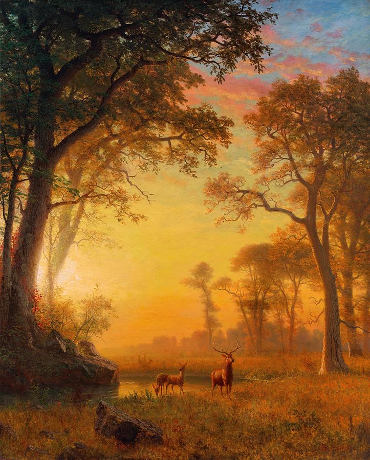 Albert Bierstadt  Painting - Light In The Forest #12 by Aesthetics Store
