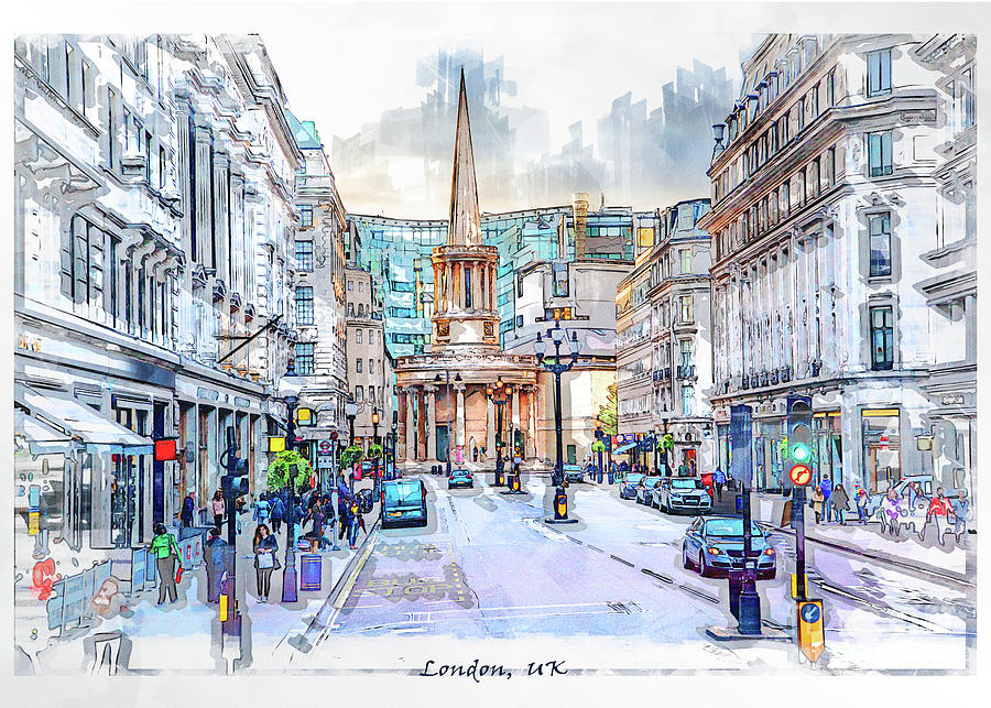 London sketch #7 Digital Art by Ariadna De Raadt