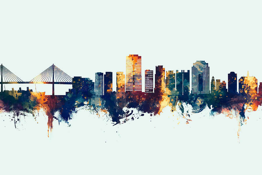 Long Beach Digital Art - Long Beach California Skyline #7 by Michael Tompsett