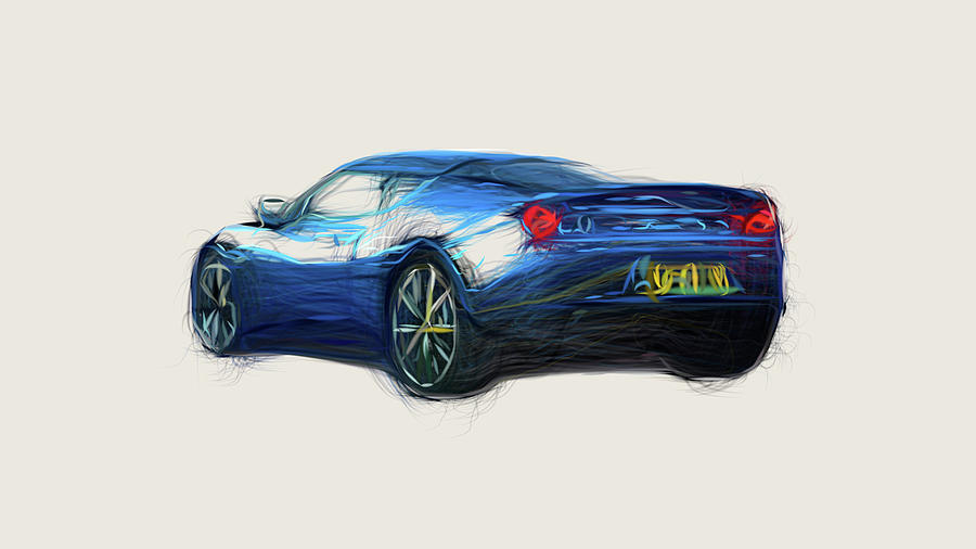 Lotus Evora S Car Drawing #7 Digital Art by CarsToon Concept