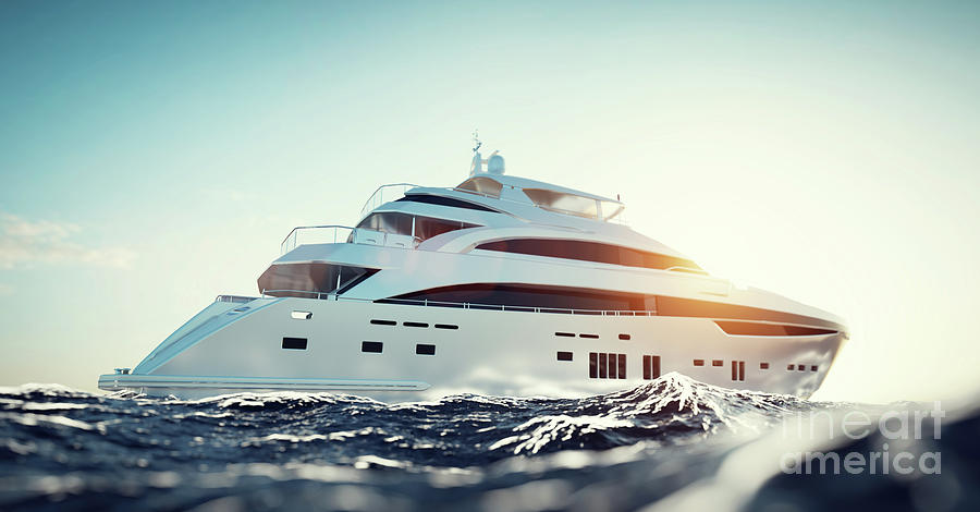 Luxury motor yacht on the ocean #7 Photograph by Michal Bednarek