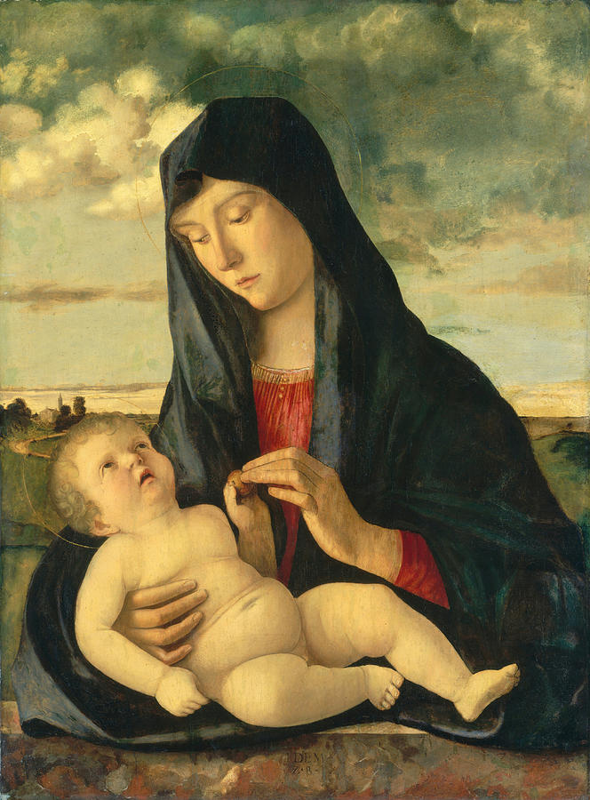 Madonna and Child in a Landscape #7 Painting by Giovanni Bellini