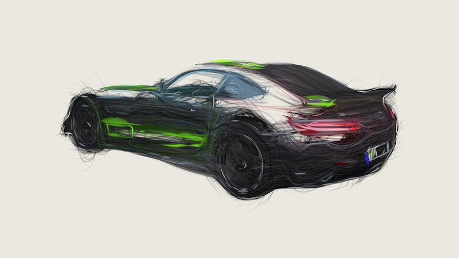 Mercedes AMG GT R PRO Car Drawing #7 Digital Art by CarsToon Concept