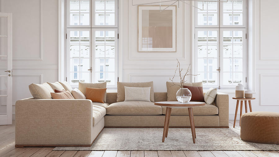 Modern scandinavian living room interior - 3d render #7 Photograph by CreativaStudio