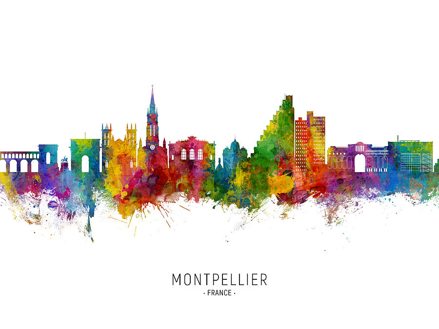 Montpellier France Skyline #7 Digital Art by Michael Tompsett