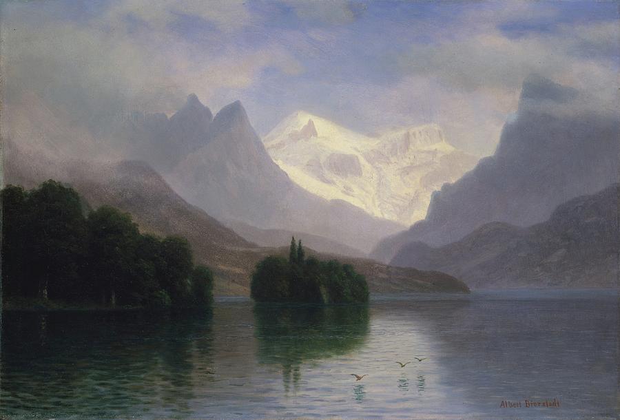 Albert Bierstadt  Painting - Mountain Scene  #7 by Aesthetics Store