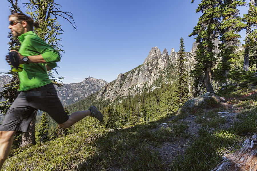 Mountain trail running in the North Cascades #7 Photograph by Sawaya Photography