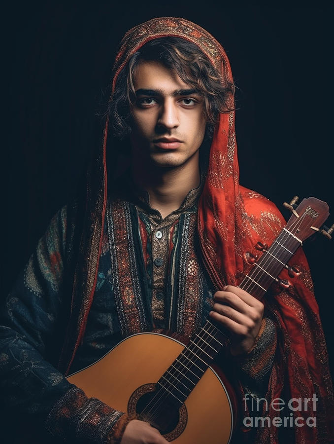 Musician  Youth  From  Armenia  Extremely  Handsome   By Asar Studios Painting
