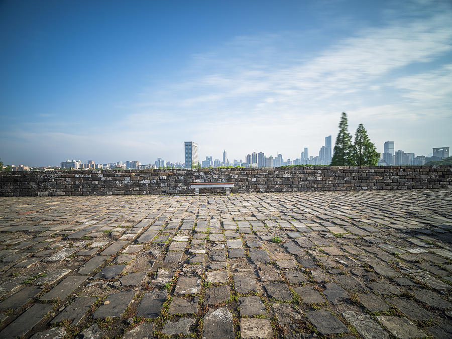 Nanjing ancient city wall front of city skyline #7 Photograph by Aaaaimages